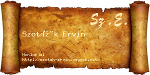 Szoták Ervin névjegykártya